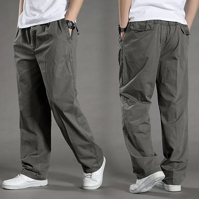 Cody Men's Cargo Pants | Elastic Waist, Straight Fit, Black Cargo Trousers 0