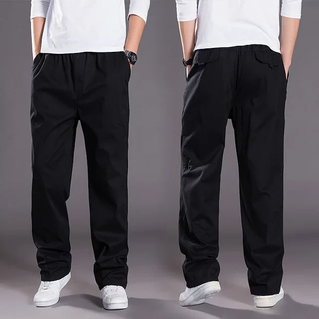 Cody Men's Cargo Pants | Elastic Waist, Straight Fit, Black Cargo Trousers 2