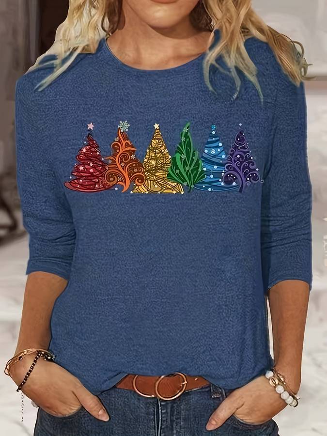 Crisp Women's Sweater | Colorful Fir Trees Design, Cozy Fit 2