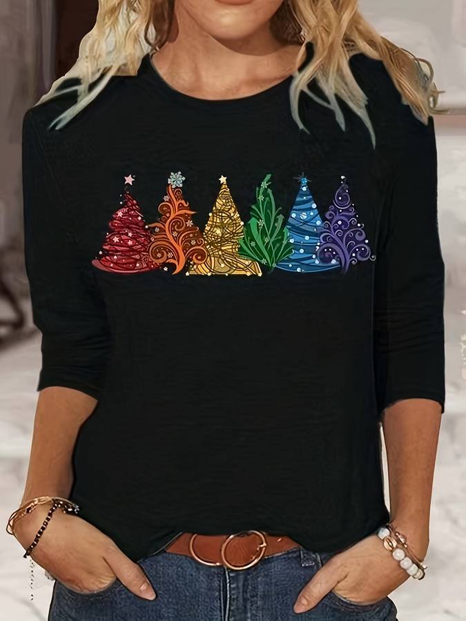 Crisp Women's Sweater | Colorful Fir Trees Design, Cozy Fit 6