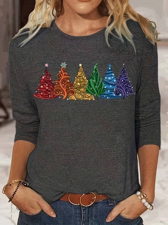 Crisp Women's Sweater | Colorful Fir Trees Design, Cozy Fit 8