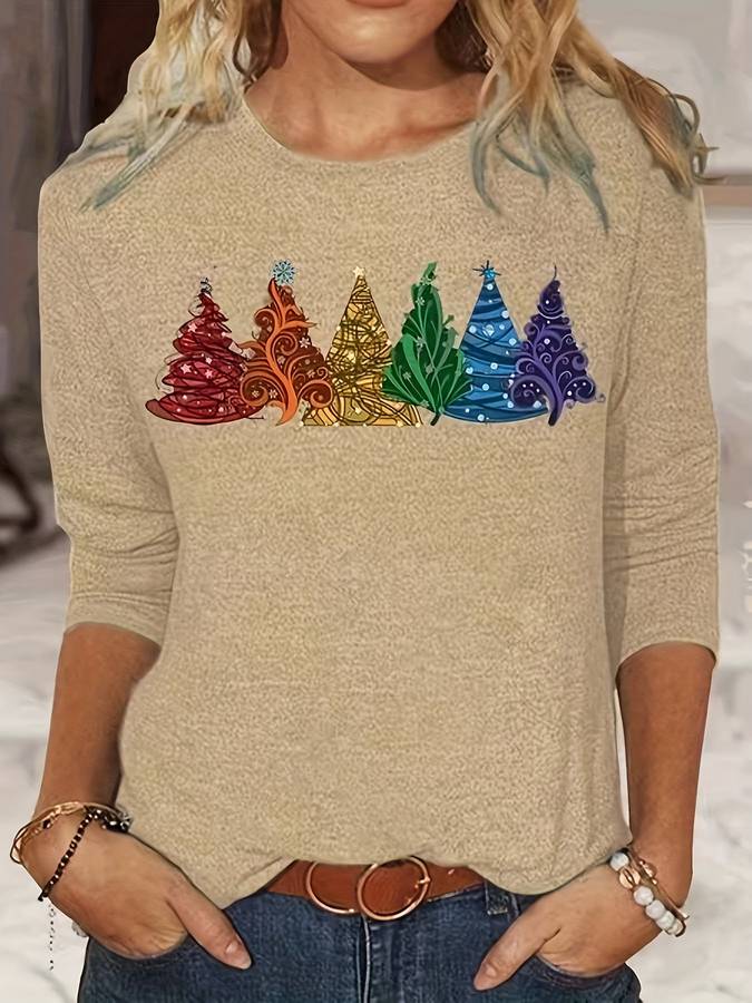 Crisp Women's Sweater | Colorful Fir Trees Design, Cozy Fit 9