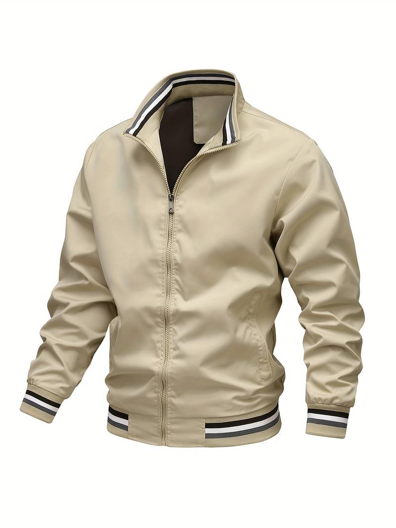 Dapper Men's Jacket | Striped Design, Casual Polyester Bomber 4