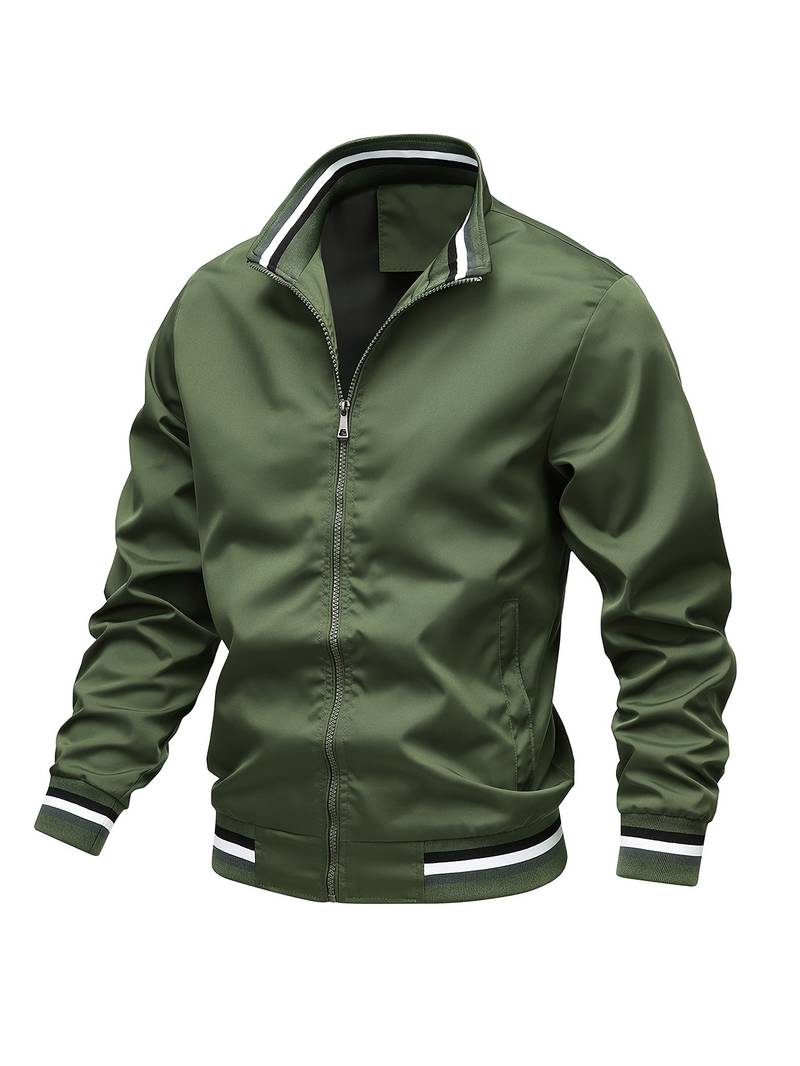 Dapper Men's Jacket | Striped Design, Casual Polyester Bomber 6