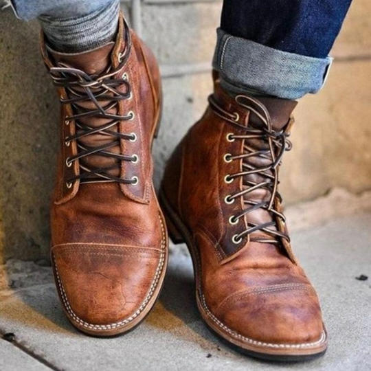Dapper Men's Retro Lace-Up Boots | Soft Leather, Comfortable Fit 0