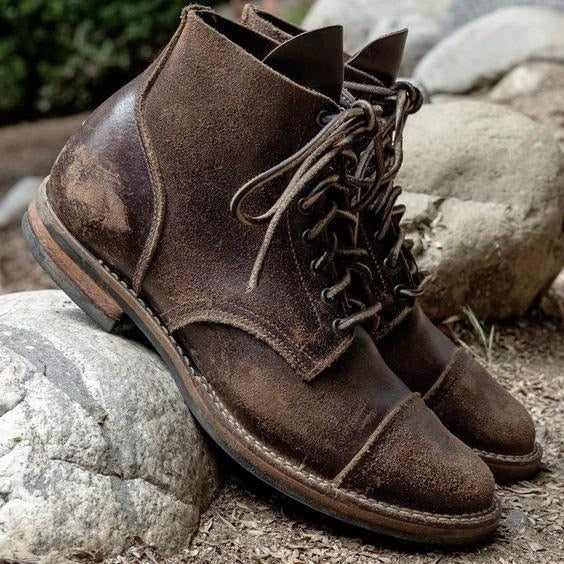 Dapper Men's Retro Lace-Up Boots | Soft Leather, Comfortable Fit 1