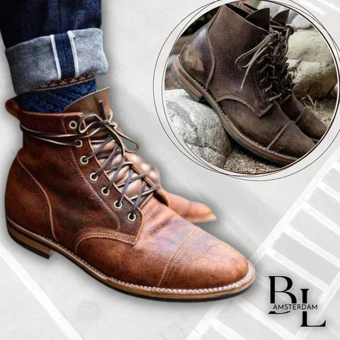 Dapper Men's Retro Lace-Up Boots | Soft Leather, Comfortable Fit 2