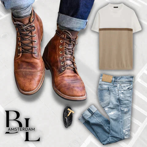 Dapper Men's Retro Lace-Up Boots | Soft Leather, Comfortable Fit 3