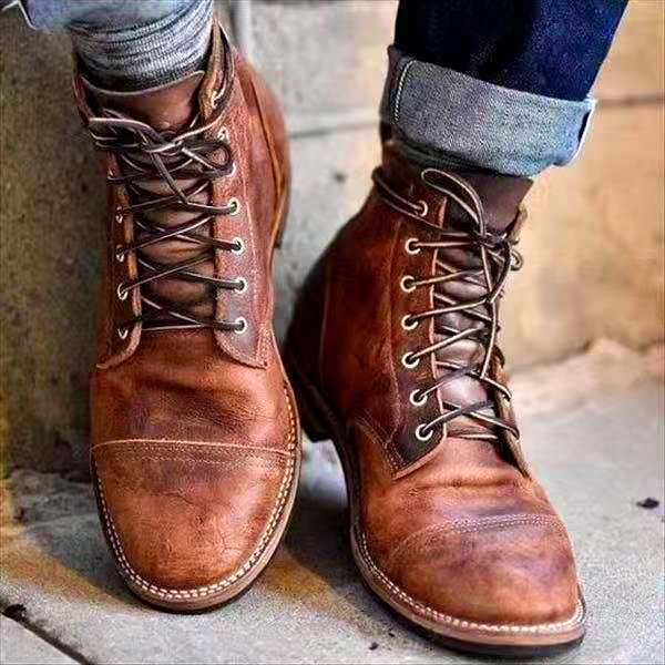 Dapper Men's Retro Lace-Up Boots | Timeless Style, Comfortable Fit 0