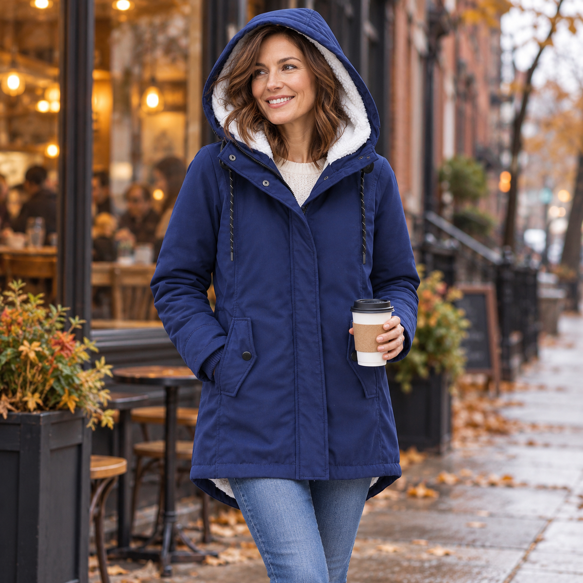 Nadine Cozy Fleece-Lined Hooded Coat