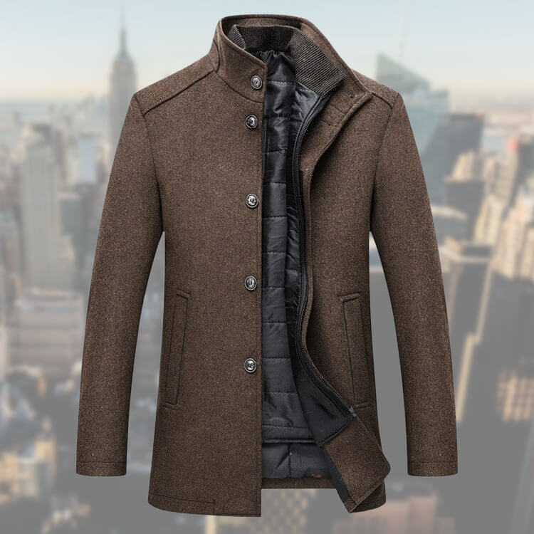Eli Men's Coat | Elegant Overcoat with Vest, High-Quality Materials 0