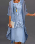 Ella Women's Smock Dress | Lightweight Chiffon with Lace Details 0