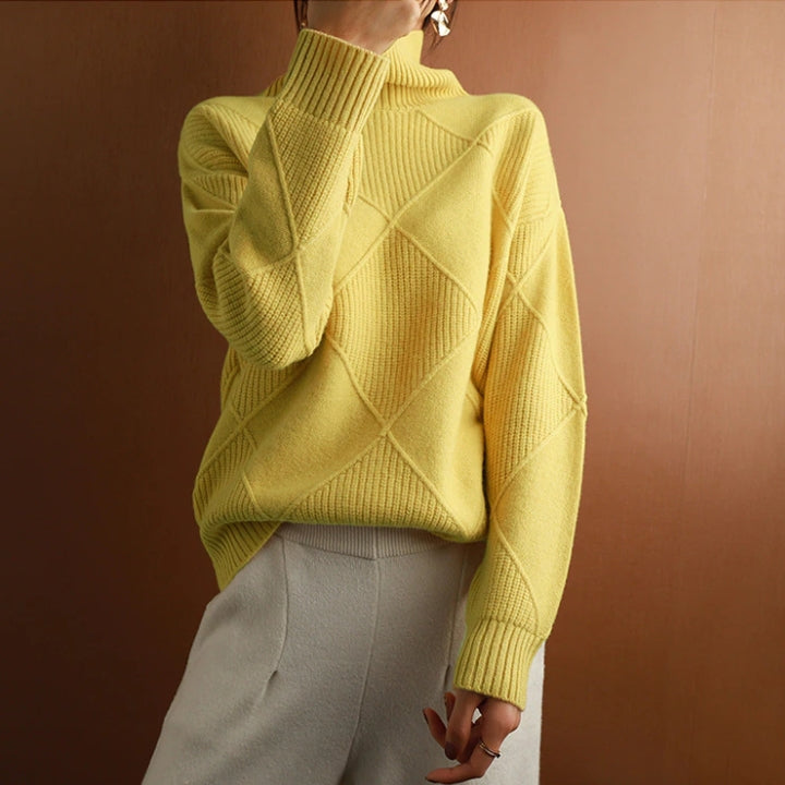 Ely Women's Sweater | Black Turtleneck, Hand-Knitted Wool Elegant Design 0
