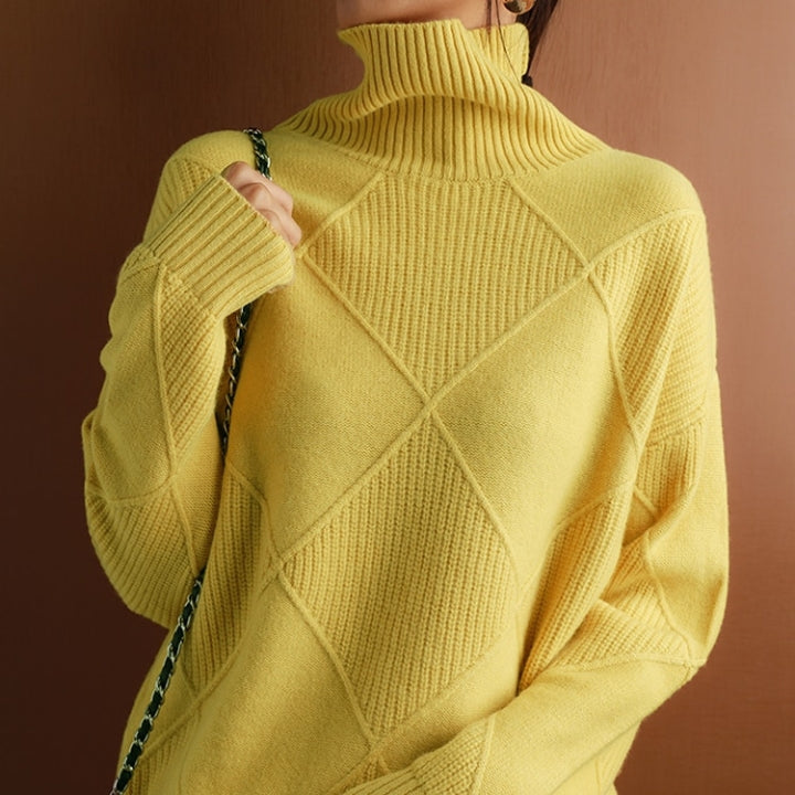 Ely Women's Sweater | Black Turtleneck, Hand-Knitted Wool Elegant Design 1