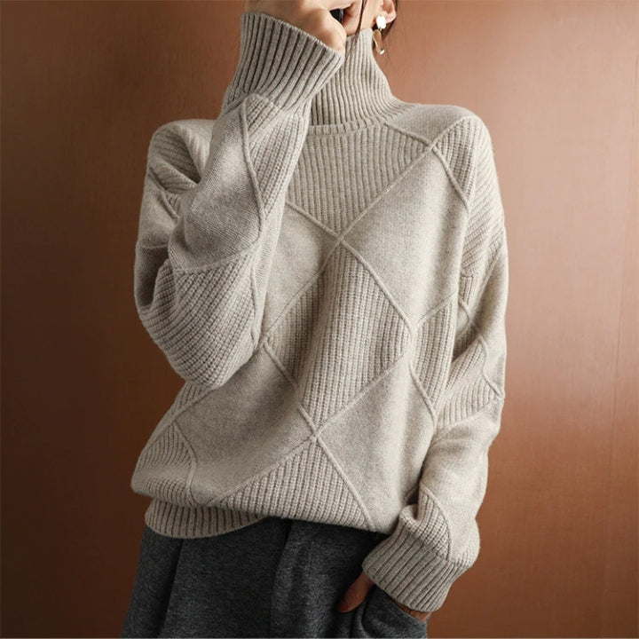 Ely Women's Sweater | Black Turtleneck, Hand-Knitted Wool Elegant Design 10