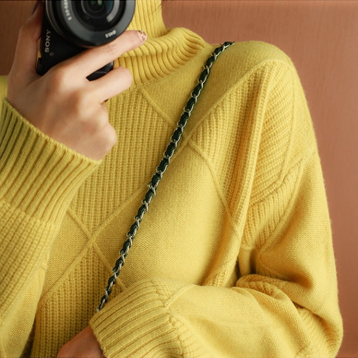 Ely Women's Sweater | Black Turtleneck, Hand-Knitted Wool Elegant Design 2