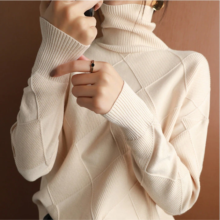 Ely Women's Sweater | Black Turtleneck, Hand-Knitted Wool Elegant Design 7