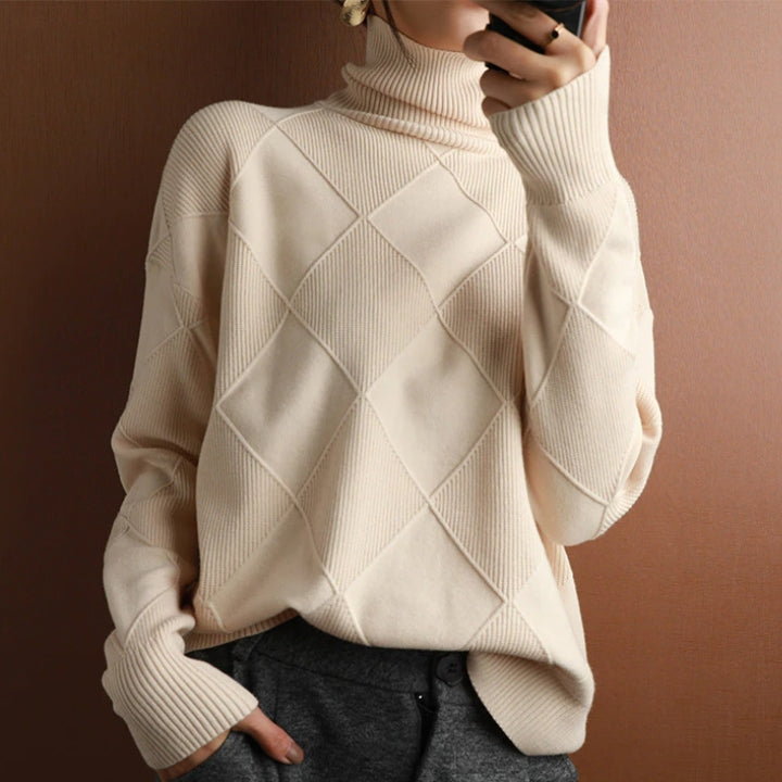 Ely Women's Sweater | Black Turtleneck, Hand-Knitted Wool Elegant Design 8