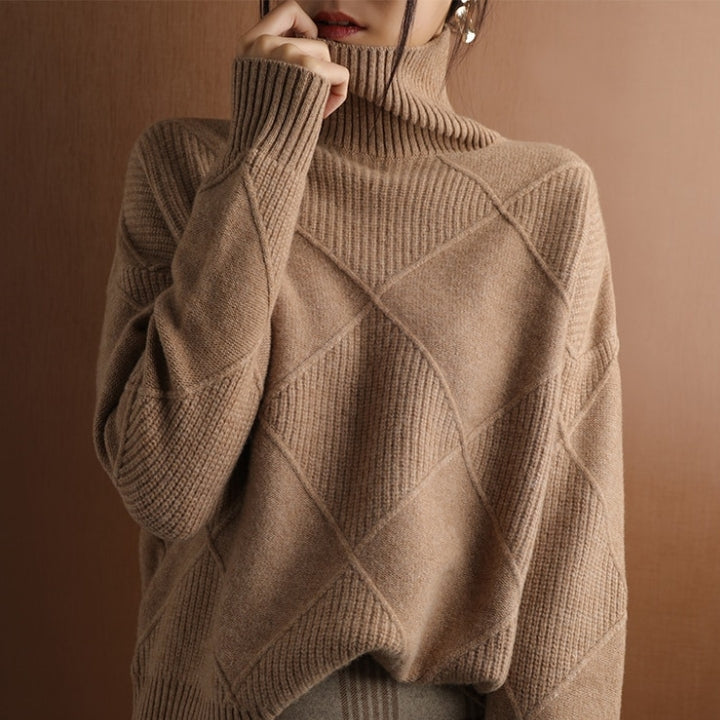 Ely Women's Sweater | Black Turtleneck, Hand-Knitted Wool Elegant Design 9
