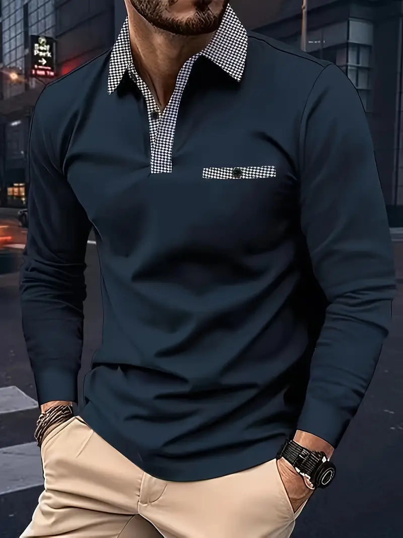 Ethan Men's Long Sleeve Polo Shirt | Timeless Elegance, Comfortable Fit 1
