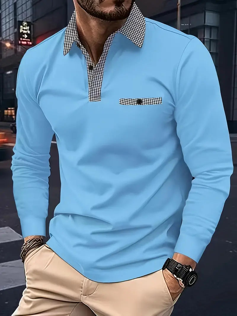 Ethan Men's Long Sleeve Polo Shirt | Timeless Elegance, Comfortable Fit 2