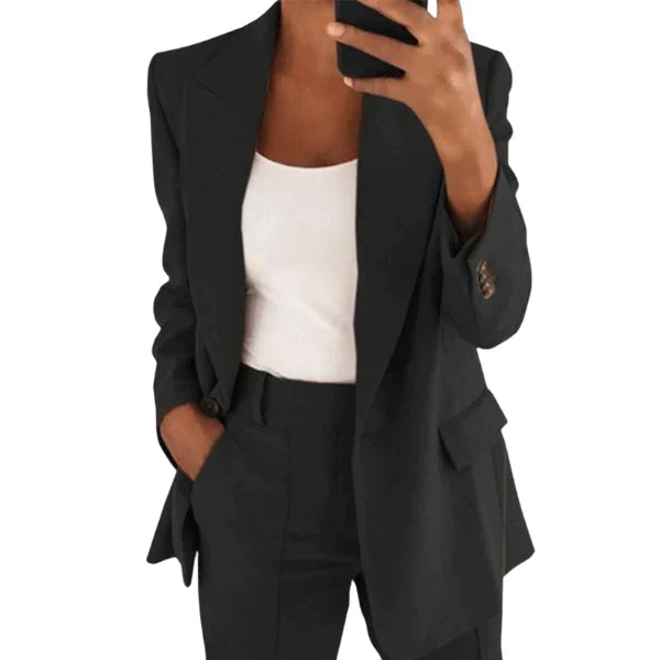 Evelyn Women's Black Blazer | High-Quality Fabric, Elegant Design 1