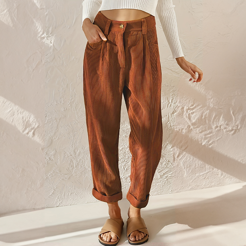 Evelyn Women's Casual Pants | High-Quality Corduroy, Comfortable Fit 1