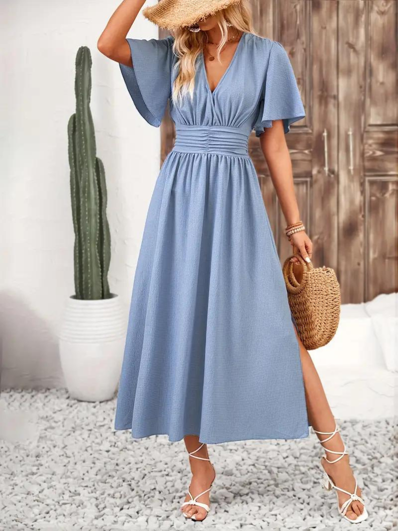 Evelyn Women's Maxi Dress | High-Quality Cotton, Elegant V-Neck 0