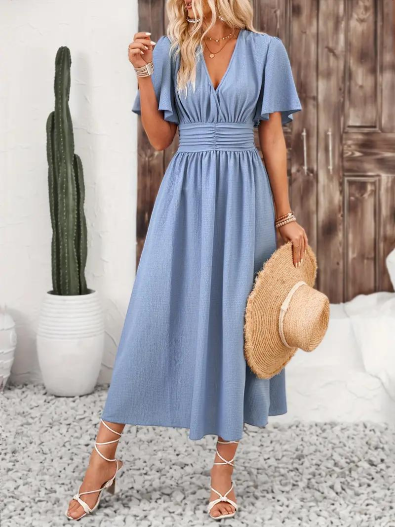 Evelyn Women's Maxi Dress | High-Quality Cotton, Elegant V-Neck 3