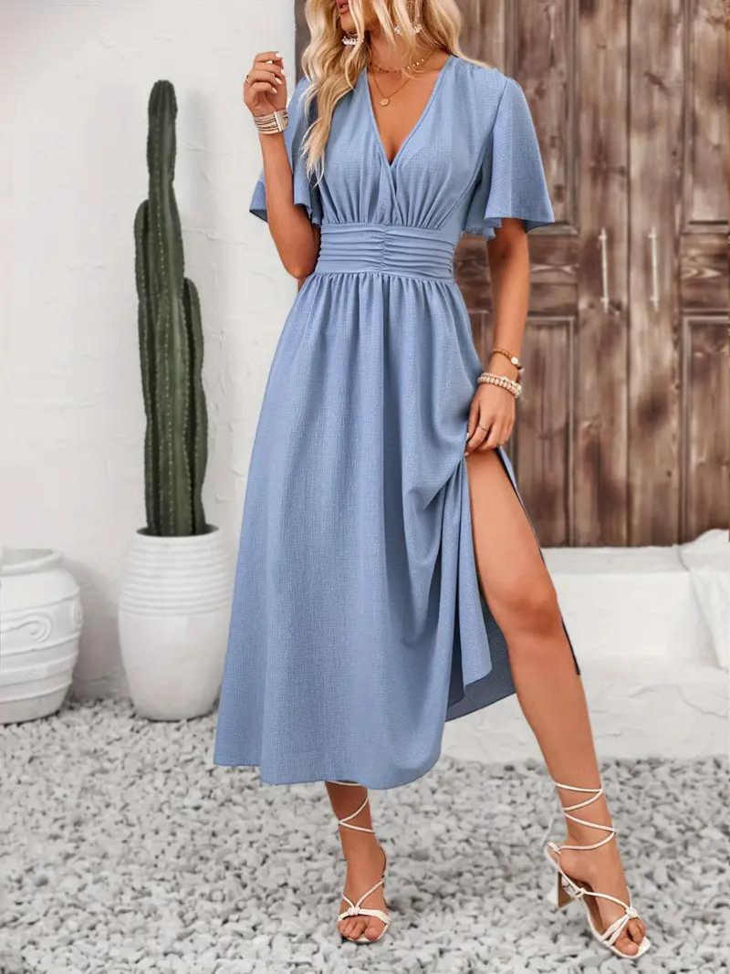 Evelyn Women's Maxi Dress | High-Quality Cotton, Elegant V-Neck 4