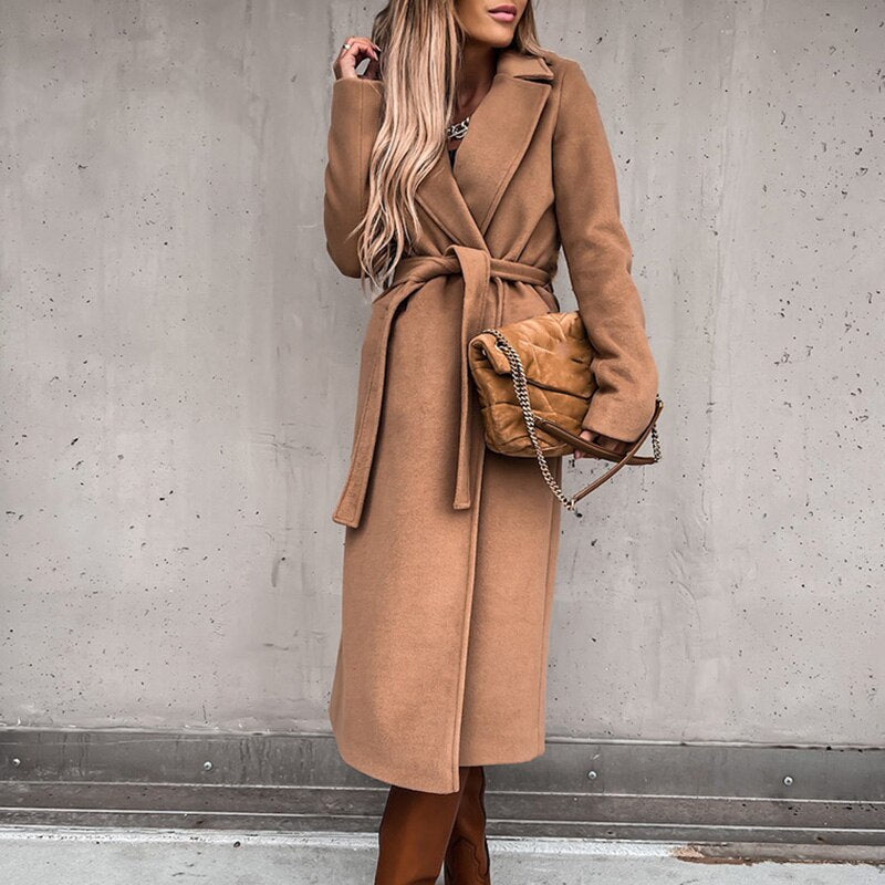 Evelyn Women's Wool Coat | Elegant Design with Belt 2