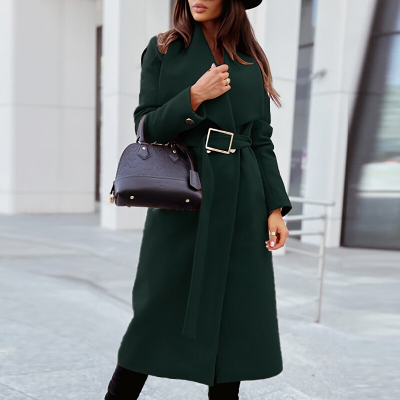 Evelyn Women's Wool Coat | Elegant Design with Belt 6