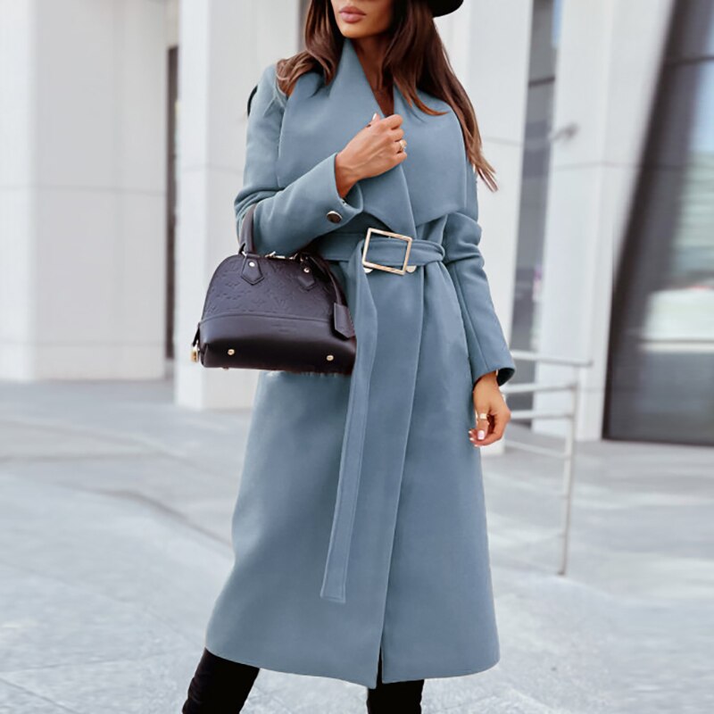 Evelyn Women's Wool Coat | Elegant Design with Belt 7