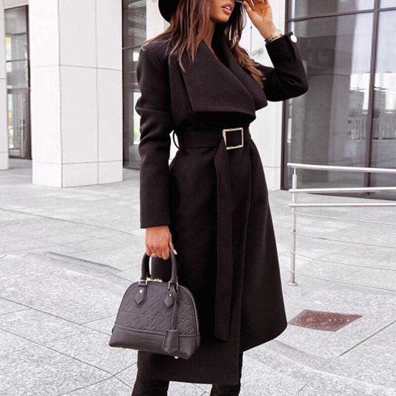 Evelyn Women's Wool Coat | Elegant Design with Belt 9