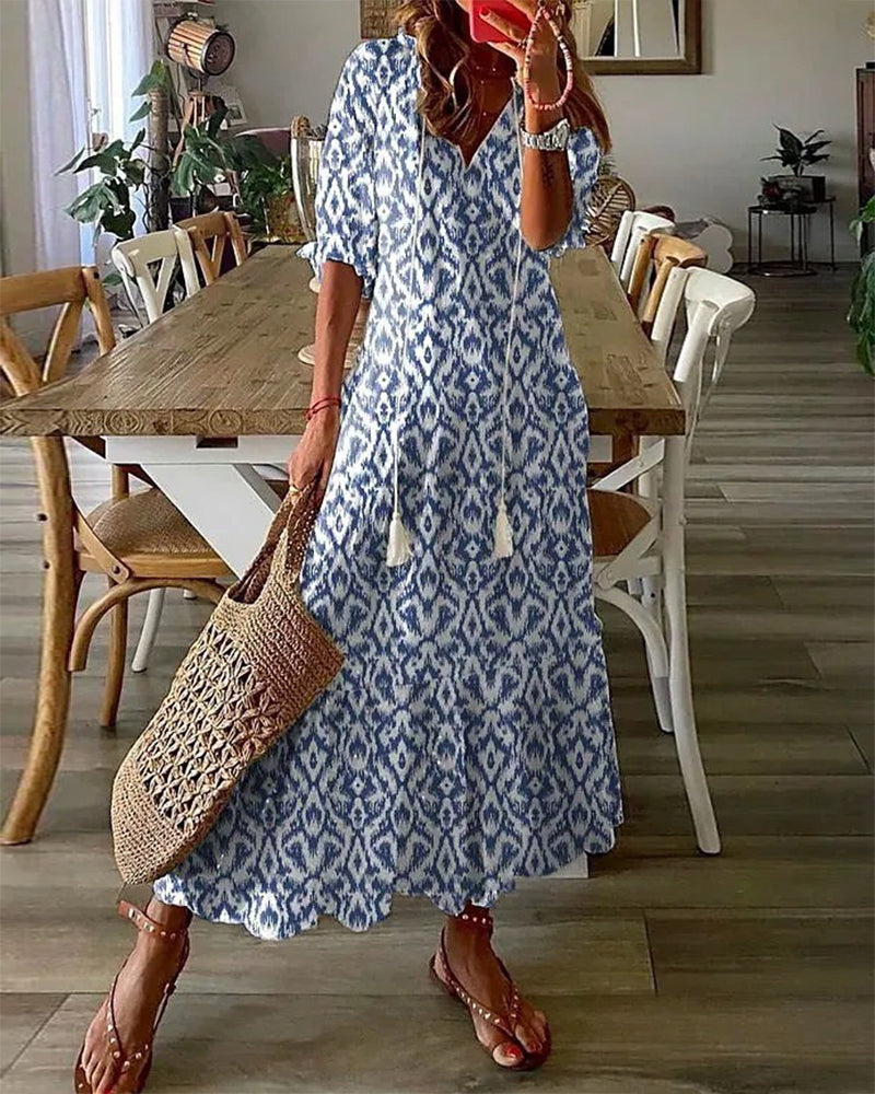 Fell Women's Maxi Dress | Comfortable A-Line, Elegant V-Neck 0