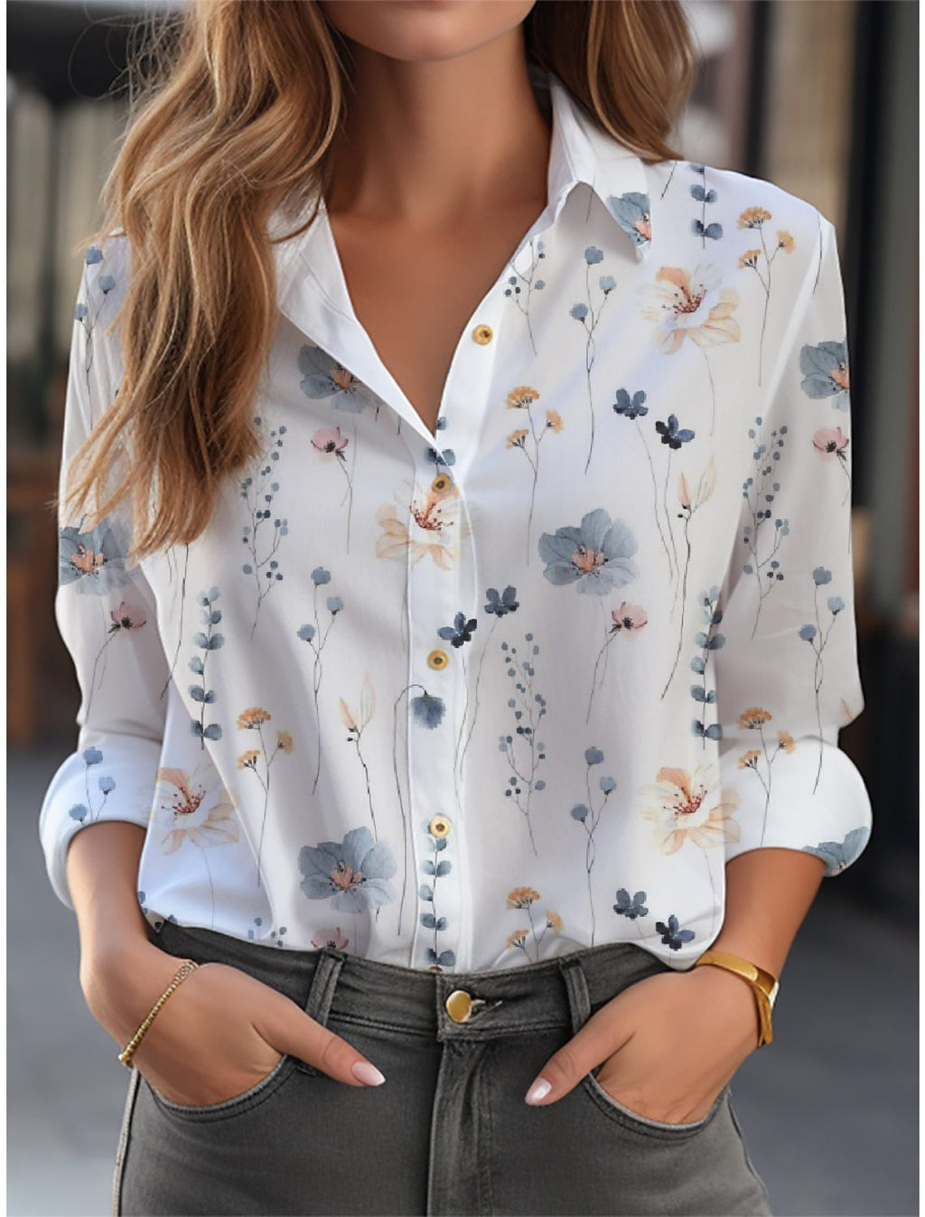 Fiona Women's Blouse | Floral Pattern, Long Sleeve, Relaxed Fit 1