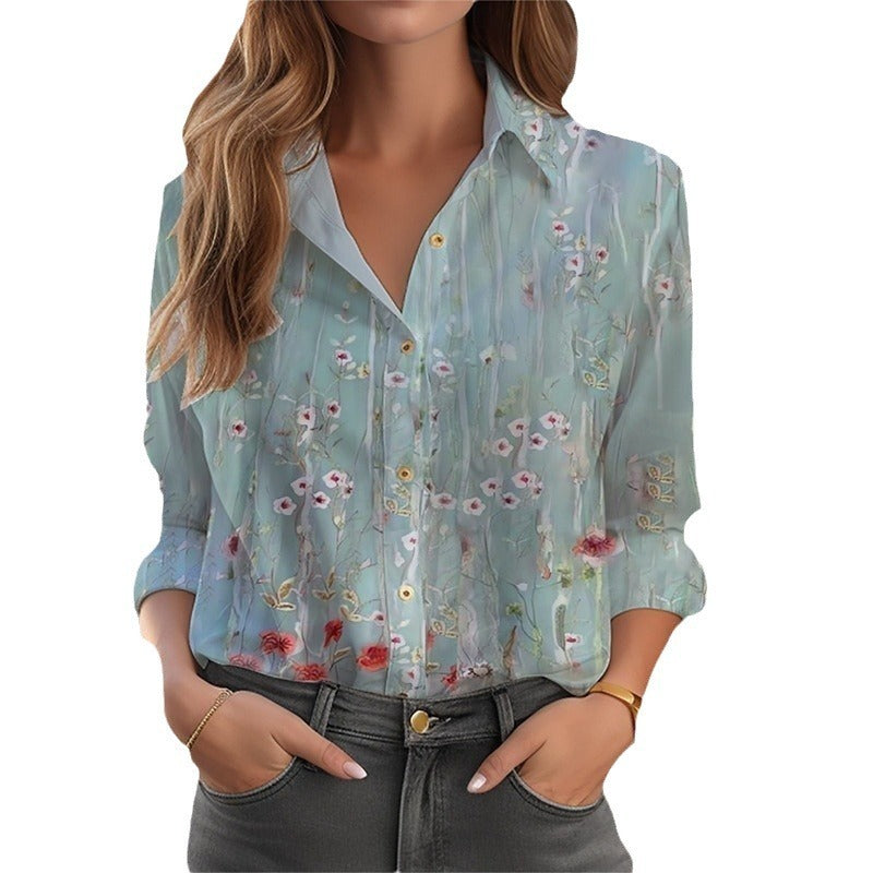 Fiona Women's Blouse | Floral Pattern, Long Sleeve, Relaxed Fit 5