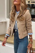 Fiona Women's Crew Neck Jacket | Stylish Frayed Design 0
