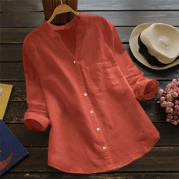 Fiona Women's Shirt | Linen-Cotton Blend, Casual Blouse 0