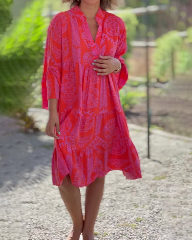 Gina Women's Summer Dress | Cotton Blend, Geometric Print 1