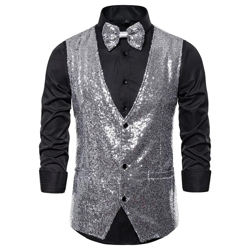 Glam Gilet Men's Vest | Dazzling Glitter Design, Stylish Party Wear 0
