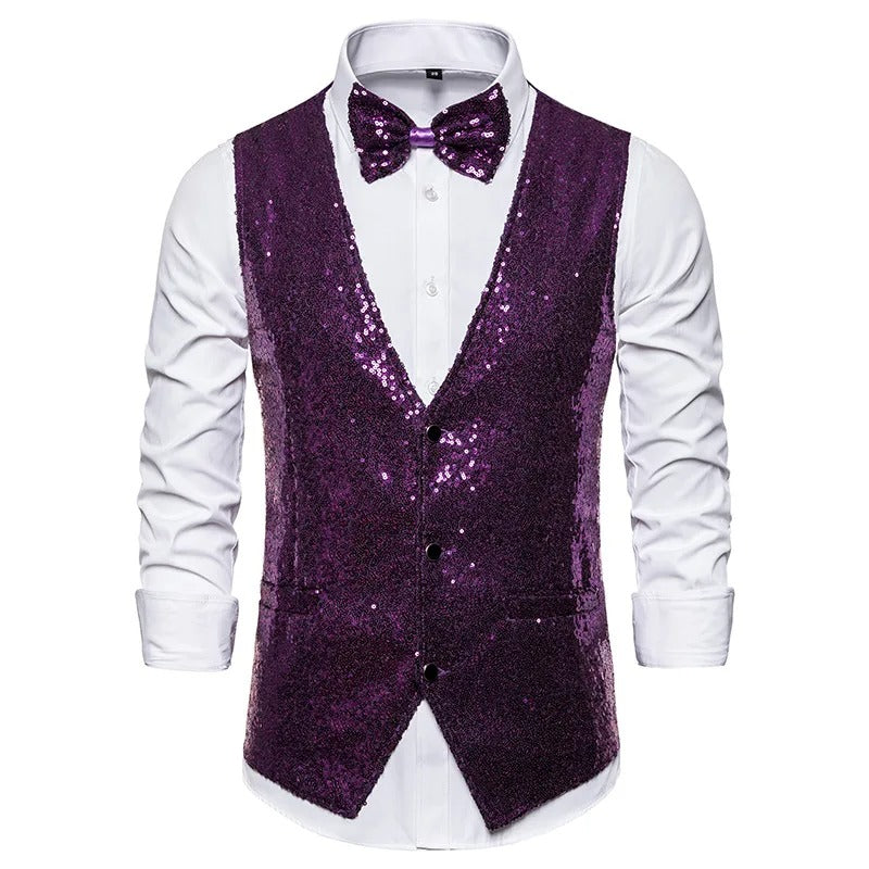Glam Gilet Men's Vest | Dazzling Glitter Design, Stylish Party Wear 1