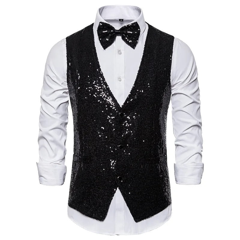 Glam Gilet Men's Vest | Dazzling Glitter Design, Stylish Party Wear 4