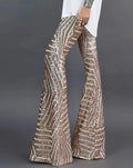 Glimmer Women's Flared Trousers | Gold Sequin Detail, Wide Leg Design 0