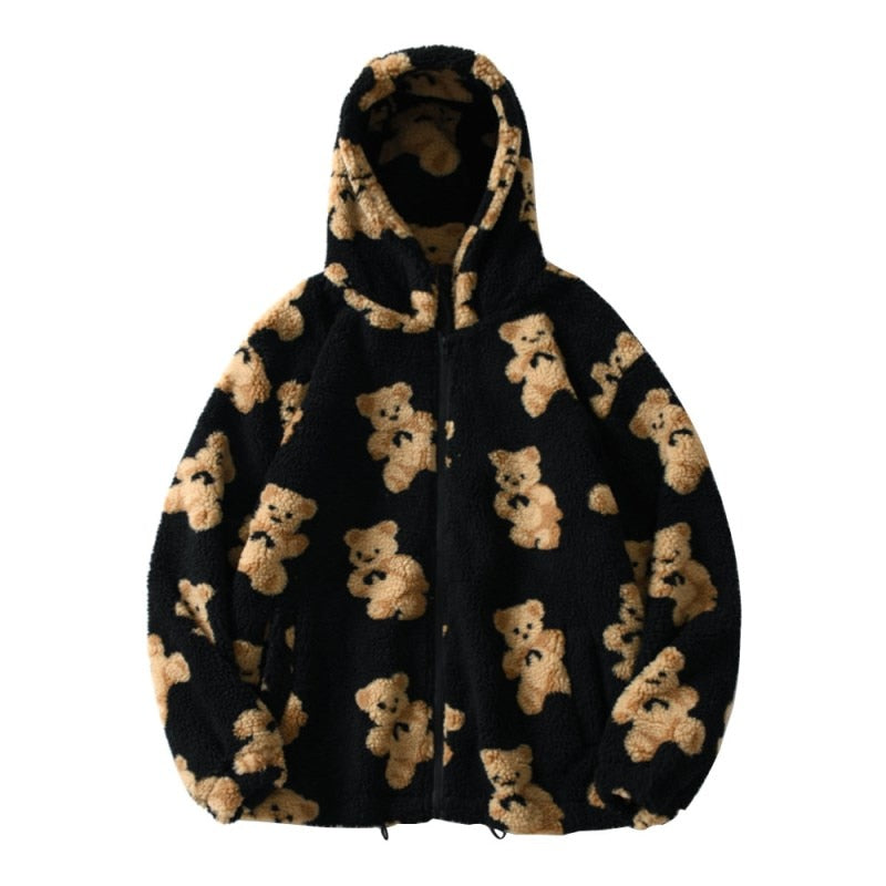 Hara Women's Jacket | Plush Teddy Print, Hooded Cozy Style 0