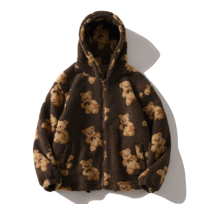 Hara Women's Jacket | Plush Teddy Print, Hooded Cozy Style 2