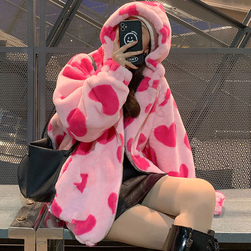 Hara Women's Jacket | Plush Teddy Print, Hooded Cozy Style 3