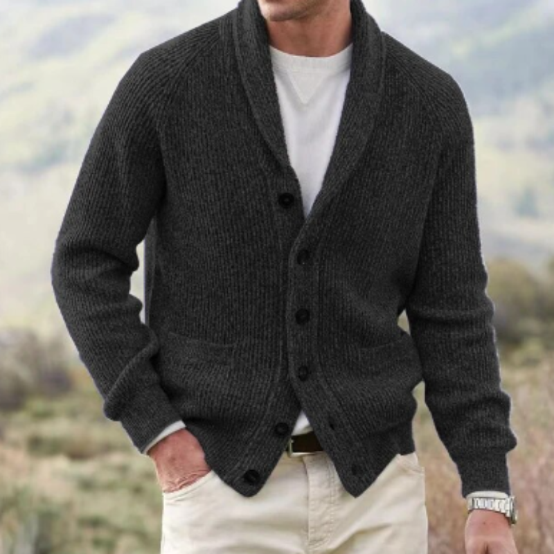 Harmon Men's Black Cardigan | Classic Knit, Stylish Versatility 1