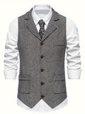 Harrison Men's Vest | Classic Herringbone Design, Slim Fit 0