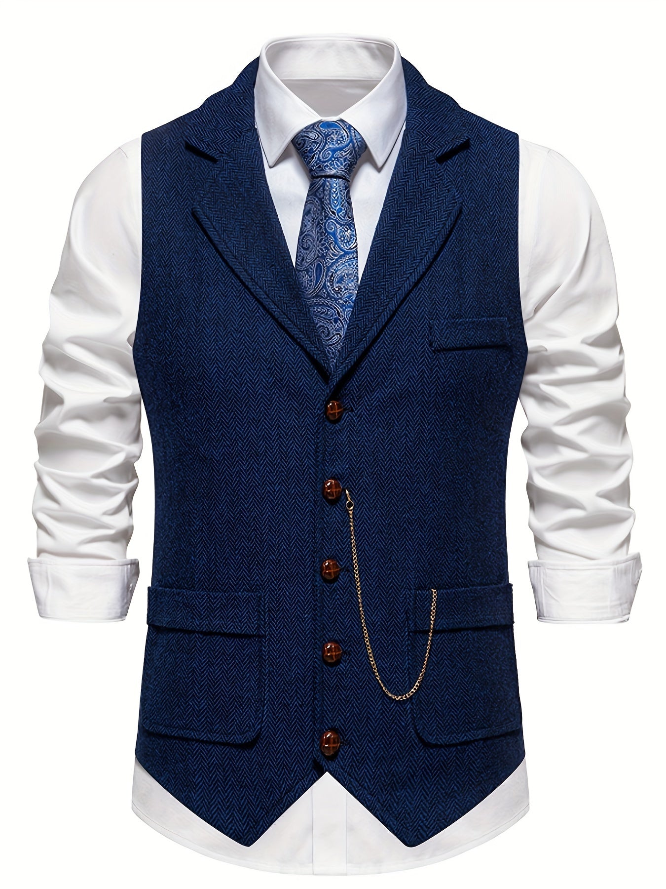 Harrison Men's Vest | Classic Herringbone Design, Slim Fit 3